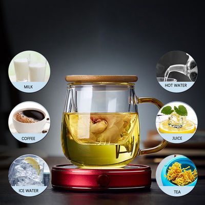Copo de chá de vidro com Infuser, do espaço livre de bambu da tampa fabricante de chá fundido mão do escritório fornecedor
